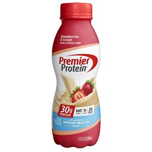 Premier Protein Shake, Strawberries & Cream, 30g Protein, 1g Sugar, 24 Vitamins & Minerals, Nutrients to Support Immune Health,11.5 fl oz
