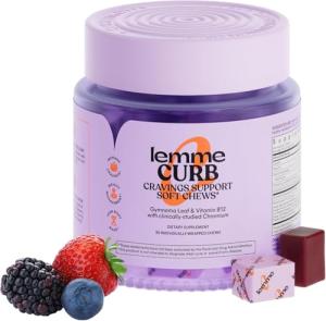 Lemme Curb Cravings Soft Chews - Manage Appetite, Support Metabolism & Lean Body w/Clinically Studied Chromium, Gymnema & B12 for Healthy Weight Management, Mixed Berry