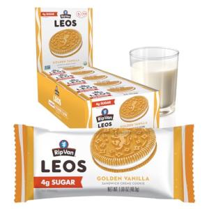 Rip Van LEOs - Golden Vanilla Sandwich Cookies - Low Sugar Snack Cookies - Low Carb Snack - Diabetic Snacks - 40 Low Sugar Cookies (10 Packs of 1.69oz)