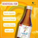 HealthBest Kidbest Appetite Booster for Kids 3-13 Yrs with L-Lysine & B Vitamins Syrup, Helps Healthy Weight Gain, Pineapple Flavor, Increases Hunger, Appetite Stimulant, 200ml