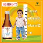 HealthBest Kidbest Appetite Booster for Kids 3-13 Yrs with L-Lysine & B Vitamins Syrup, Helps Healthy Weight Gain, Pineapple Flavor, Increases Hunger, Appetite Stimulant, 200ml