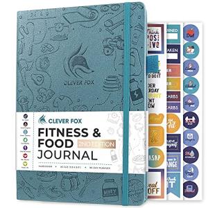 Clever Fox Fitness & Food Journal – Nutrition & Workout Planner for Women & Men – Diet & Gym Exercise Log Book with Calendars, Diet & Training Trackers - Undated, A5 Size, Hardcover (Aquamarine)