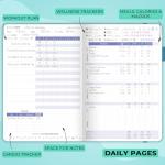Clever Fox Fitness & Food Journal – Nutrition & Workout Planner for Women & Men – Diet & Gym Exercise Log Book with Calendars, Diet & Training Trackers - Undated, A5 Size, Hardcover (Aquamarine)