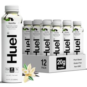 Huel Ready-to-Drink | Vanilla Meal Replacement Drink | High Protein Drink | Nutritionally Complete, Low Sugar, High Fiber, Plant Based, Vegan, Healthy | 20g Protein Per Bottle, 16.9 Fl Oz (12 Pack)