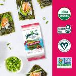 Gimme Seaweed Organic Premium Roasted Seaweed Snacks, Korean BBQ, 6 Count, Keto, Vegan, Gluten-Free, Great Source of Omega3s and Iodine, Healthy On-The-Go Snack for Kids and Adults