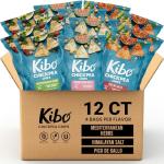 Kibo Chickpea Chips 3 Flavor Variety Pack - High Protein-Fiber, Plant-Based, Gluten-Free, Non-GMO, Vegan, Made with Real Veggies - 1 oz, 12 Pack