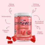 EHP Labs OxyShred Gummies - Pre Workout Gummies & Energy Chews with 100mg Caffeine, L-Carnitine for Thermo & Metabolic Support, All Natural Energy Boost - Strawberry Flavor – 60 Servings