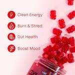 EHP Labs OxyShred Gummies - Pre Workout Gummies & Energy Chews with 100mg Caffeine, L-Carnitine for Thermo & Metabolic Support, All Natural Energy Boost - Strawberry Flavor – 60 Servings