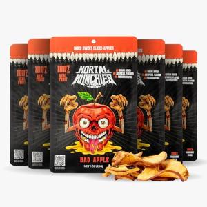 Mortal Munchies - Bad Apple Dried Fruit (6 Pack, 1 Oz) Real Fruit Snack, Crispy & Sweet, Rich in Antioxidants & Vitamin C, Fat-Free On-the-Go Snacks, Healthy Snack for Adults, Non-GMO, No Added Sugar