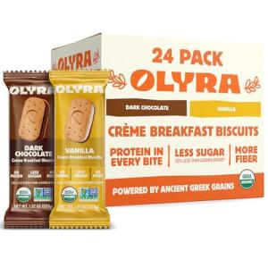 Olyra Organic Sandwich Breakfast Biscuits - Best Sellers Variety - Snacks for Adults and Kids - Office Snack - Low Sugar - Vegan Cookies (Pack of 24, Vanilla - Dark Chocolate)