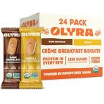 Olyra Organic Sandwich Breakfast Biscuits - Best Sellers Variety - Snacks for Adults and Kids - Office Snack - Low Sugar - Vegan Cookies (Pack of 24, Vanilla - Dark Chocolate)