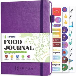 EPEWIZD Food Journal for Weight Loss, Meal Planner & Daily Food Wellness Diary to Count Calories Nutrient Intake,Weight Loss Journal to Track Health(A5 size)-Purple