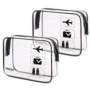 WANDF TSA Approved Clear Travel Toiletry Bags Set