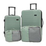 kensie Women's Hillsboro Luggage & Travel Bags, Green Granite, 4 Piece Set