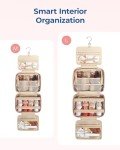 BAGSMART HangingToiletry Bag for Women, Puffy Travel Toiletry Bag with Jewelry Organizer, Waterproof Cosmetic Makeup Bag Compartment, Toiletries Kit Set for Traveling, Accessories, Essentials (Large)