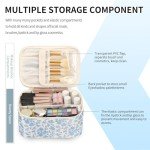 OCHEAL Makeup Bag Portable Cosmetic Bag For Women, Large Capacity Travel Makeup Case Organizer, Toiletry Bag for Girls Traveling With Handle and Divider-Flowers
