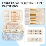 OCHEAL Makeup Bag Portable Cosmetic Bag For Women, Large Capacity Travel Makeup Case Organizer, Toiletry Bag for Girls Traveling With Handle and Divider-Flowers