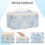 OCHEAL Makeup Bag Portable Cosmetic Bag For Women, Large Capacity Travel Makeup Case Organizer, Toiletry Bag for Girls Traveling With Handle and Divider-Flowers