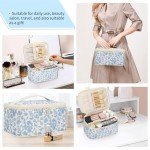 OCHEAL Makeup Bag Portable Cosmetic Bag For Women, Large Capacity Travel Makeup Case Organizer, Toiletry Bag for Girls Traveling With Handle and Divider-Flowers