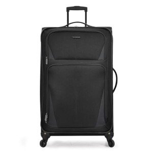 U.S. Traveler Aviron Bay Expandable Softside Luggage with Spinner Wheels, Black, 30-Inch