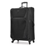 U.S. Traveler Aviron Bay Expandable Softside Luggage with Spinner Wheels, Black, 30-Inch