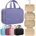 HOTOR Travel Toiletry Bag for Women with Hanging Hook - Portable Cosmetic Case, Toiletry Bag for Traveling Women, Waterproof Travel Essentials, Large, Aegean-Blue