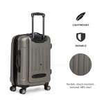 Kenneth Cole REACTION Renegade Luggage Expandable 8-Wheel Spinner Lightweight Hardside Suitcase, Silver, 20-Inch Carry On