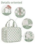 Narwey Hanging Toiletry Bag for Women Travel Checkered Makeup Bag Organizer Toiletries Bag for Travel Size Essentials Accessories Cosmetics (Mint Green Checkerboard (Medium))
