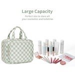 Narwey Hanging Toiletry Bag for Women Travel Checkered Makeup Bag Organizer Toiletries Bag for Travel Size Essentials Accessories Cosmetics (Mint Green Checkerboard (Medium))