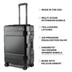 Pelican ATX Luggage Hard Case Luggage with Wheels - Waterproof Hardshell - Medium Size (25 Inch) Check-In Suitcase (Black)