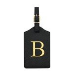 Luggage Tag PU Leather for Suitcase Baggage Handbag Travel Bag Label Suitcase Tag Label Tag w. Name Card & Privacy Cover (B)