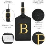 Luggage Tag PU Leather for Suitcase Baggage Handbag Travel Bag Label Suitcase Tag Label Tag w. Name Card & Privacy Cover (B)