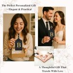 Luggage Tag PU Leather for Suitcase Baggage Handbag Travel Bag Label Suitcase Tag Label Tag w. Name Card & Privacy Cover (B)