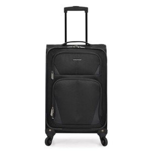 U.S. Traveler Aviron Bay Expandable Softside Luggage with Spinner Wheels, Black, Carry-on 23-Inch