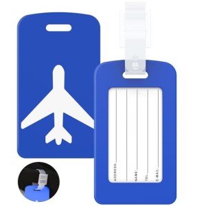 2 Pack Luggage Tags for Suitcases, Silicone for Name Tags for Luggage, Waterproof and Bendable Travel Tags for Luggage, Suitcase Identifiers(Blue)