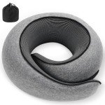 Neck Pillow, Travel Pillow uses Memory Foam to Support Neck Comfort, Ideal Companion for Airplane and car Travel, Compact, Convenient, and Versatile Airplane Sleep Pillow(Gray)