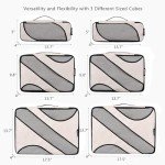BAGAIL 6 Set Packing Cubes,Travel Luggage Packing Organizers(6Set Beige)