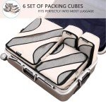 BAGAIL 6 Set Packing Cubes,Travel Luggage Packing Organizers(6Set Beige)