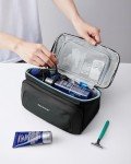 BAGSMART Toiletry Bag for Men, Wide Opening Travel Bag for Toiletries, Dopp Kit Water Resistant Shaving Hygiene Bag for Bathroom Shower, Toiletries Accessories,Travel Essentials-Black