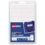 Avery No-Iron Fabric Labels, 1/2" x 1-3/4", Washer and Dryer-Safe Waterproof Labels, Non-Printable, 54 Total (40720)
