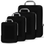 PANDA JOYS 4 Set Compression Packing Cubes Travel - Travel Accessories Expandable Packing Organizers for Carry On - Essentials Luggage Bags - Black