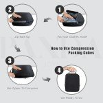 PANDA JOYS 4 Set Compression Packing Cubes Travel - Travel Accessories Expandable Packing Organizers for Carry On - Essentials Luggage Bags - Black