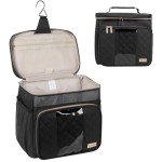 Behaesty Travel Toiletry Bag for Women, Water Resistant Portable Hanging Toiletry Bags for Traveling, College Dorm, Bathroom, Gym, Shower Caddy, Organizer for Full Sized Bottles, Toiletries (Black)