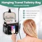 Behaesty Travel Toiletry Bag for Women, Water Resistant Portable Hanging Toiletry Bags for Traveling, College Dorm, Bathroom, Gym, Shower Caddy, Organizer for Full Sized Bottles, Toiletries (Black)