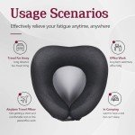BSAMW Travel Neck Pillow for Airplane – Vacuum Compressed Memory Foam, Ergonomic Neck Support, Soft & Washable Cover, Travel Accessories for Sleeping in Flight, Car, Train, Office Use (Black)