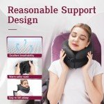 BSAMW Travel Neck Pillow for Airplane – Vacuum Compressed Memory Foam, Ergonomic Neck Support, Soft & Washable Cover, Travel Accessories for Sleeping in Flight, Car, Train, Office Use (Black)