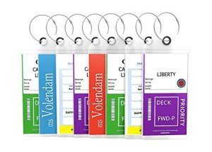 Highwind 4 Pack Cruise Luggage Tag Holder for Suitcases - Travel Essentials, Compatible with Major Cruise Lines - Waterproof Luggage Tags for Suitcases with Secure Attachment - Zip Seal, Steel Loops
