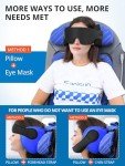 SARISUN Airplane Pillow Combo with Chin Strap, Travel Pillows for Airplanes with Sleep Eye Mask, Plane Pillow for Long Flights, Car Road Trip, 360° Headrest, Stop Bobblehead, FSA HSA Eligible, Black