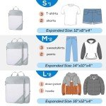 Compression Packing Cubes, 5 Set Packing Cubes for Travel Compression, Lightweight Compressible Package Organizer for Carry On and Suitcases, Light Grey