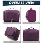 Buruis Large Capacity Toiletry Bag for Women and Men, Hanging Toiletry Organizer Cosmetics Makeup Bag, Water-resistant Dopp Kit Shaving Bags for Full Sized Toiletries, Travel Essentials (Purple)